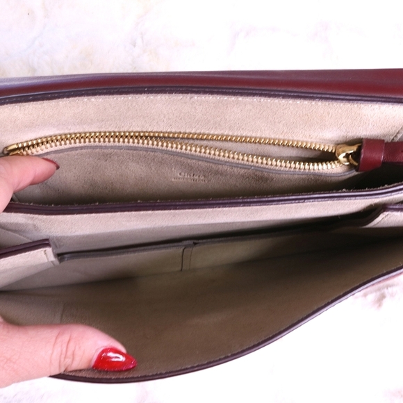 Chloe Faye Shoulder Bag Leather and Suede Medium Red - Picture 2 of 5